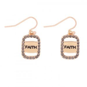 HEMATITE FAITH ENGRAVED EARRINGS